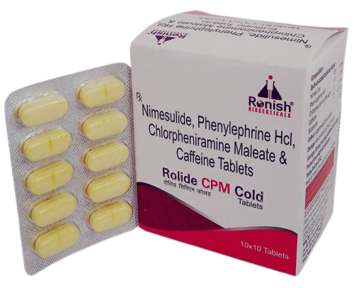 Nimesulide, Phenylephrine Hcl, Chlorpheniramine Maleate & Caffeine Tablets