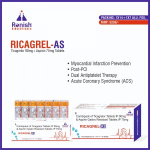 RICAGREL AS - TICAGRELOR 90MG + ASPIRIN 75MG TABLETS