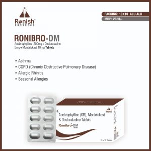 RONIBRO DM - ACEBROPHYLLINE 200MG + DESLORATADINE 5MG + MONTELUKAST 10MG TABLETS