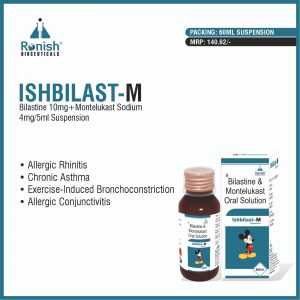 ISHBILAST M - BILASTINE 10MG + MONTELUKAST SODIUM 4MG5ML SUSPENSION