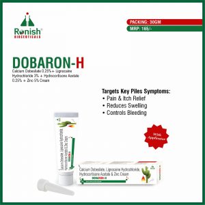 DUBARON H - CALCIUM DOBESILATE 0.25% + LIGNOCAINE HYDROCHLORIDE 3% + HYDROCORTISONE ACETATE 0.25% + ZINC 5% CREAM