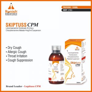 SKIPTUSS CPM - LEVOCLOPERASTINE FENDIZOATE 35.4MG + CHLORPHENIRAMINE MALEATE 4MG5ML SUSPENSION